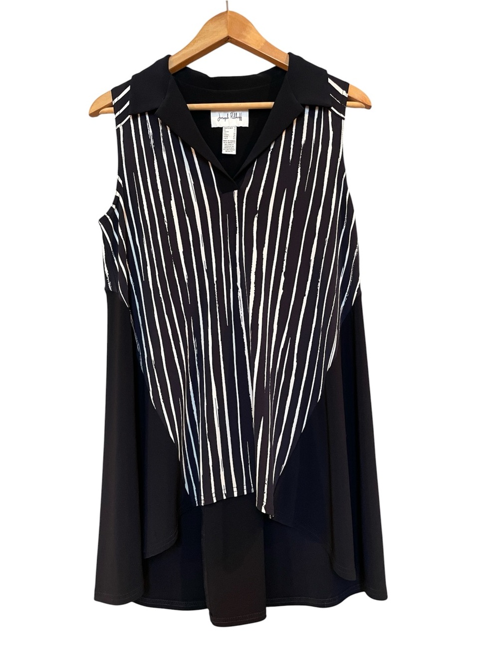 Joseph Ribkoff LDS Tunic Blue & White Striped Sleeveless Top size 8